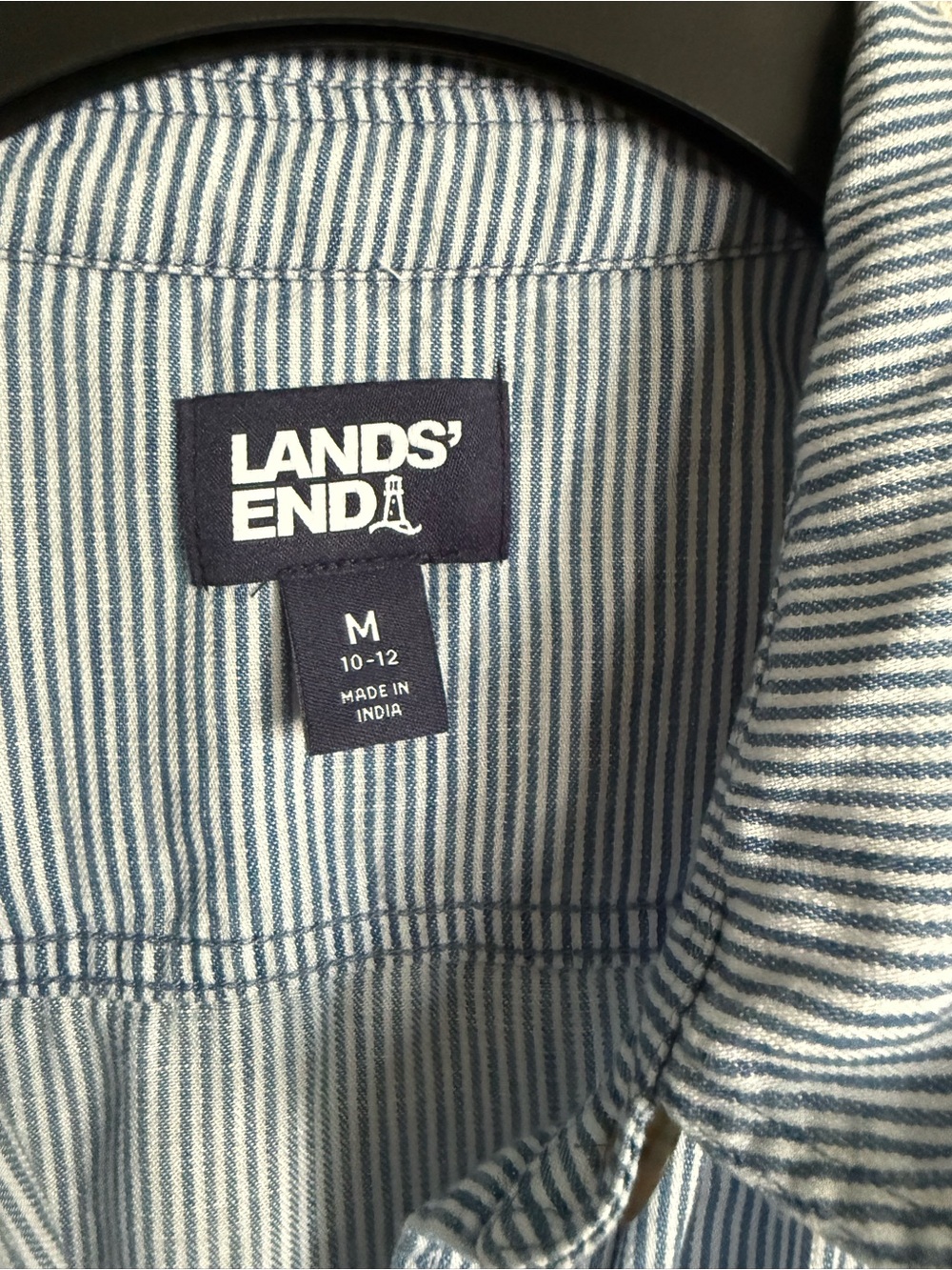 Lands' End Blue & White Pinstripe Shirt Midi Dress - Picture 2 of 8